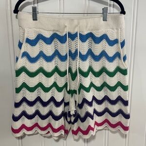 Design History Boho Chevron Knit Shorts Medium Pockets